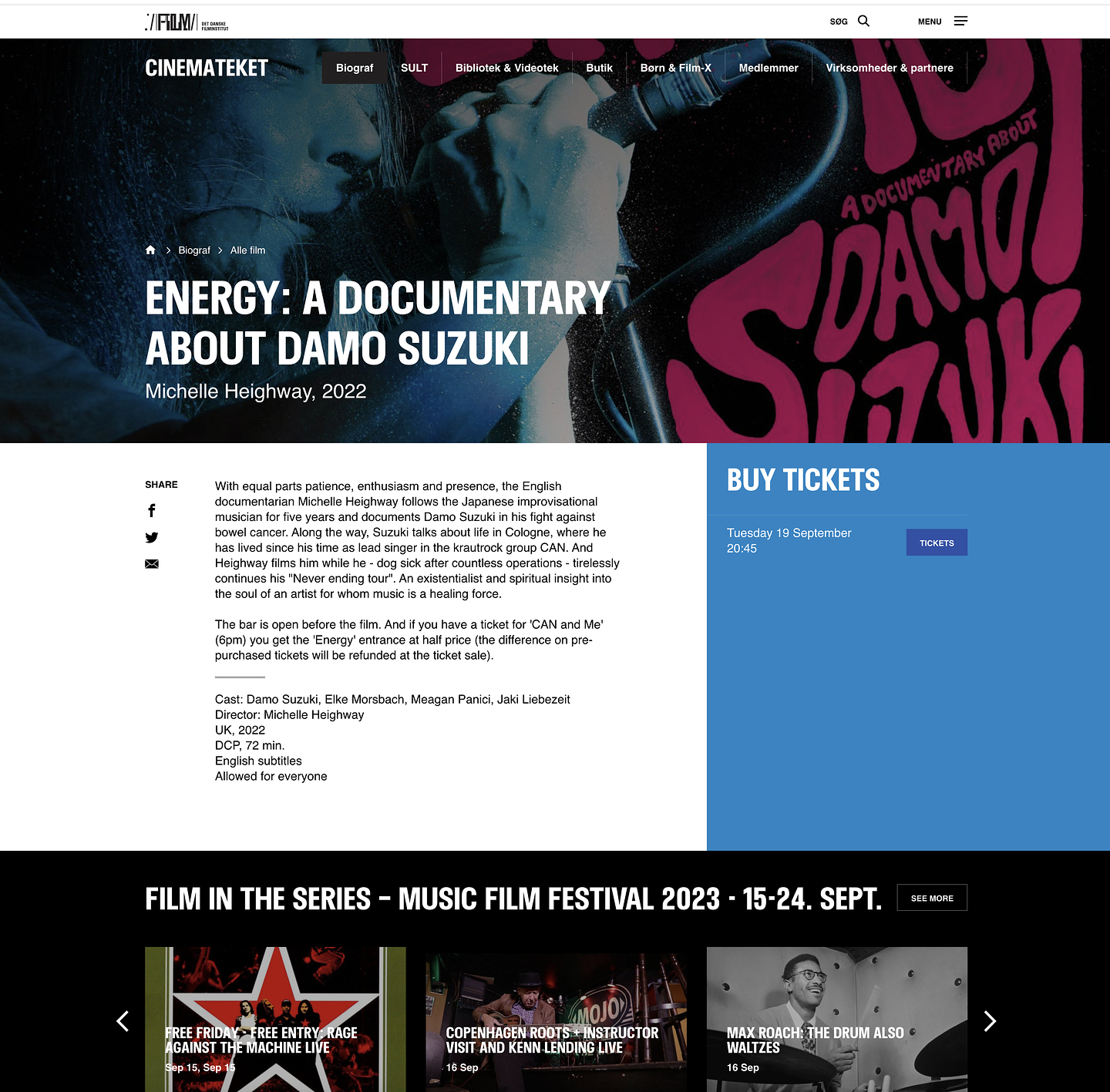 Denmark Premiere 2023 - Energy: A Documentary About Damo Suzuki