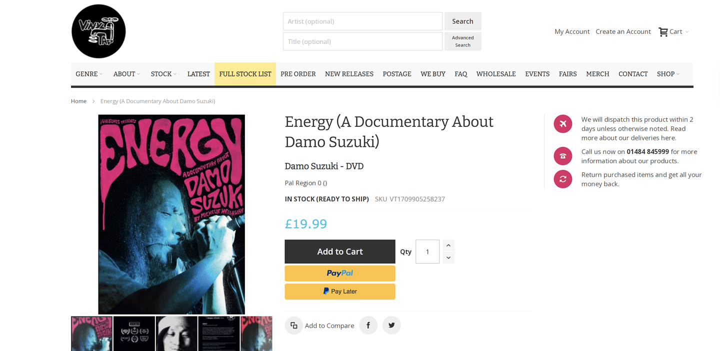 Energy: A Documentary About Damo Suzuki - Available as a limited DVD run of 500