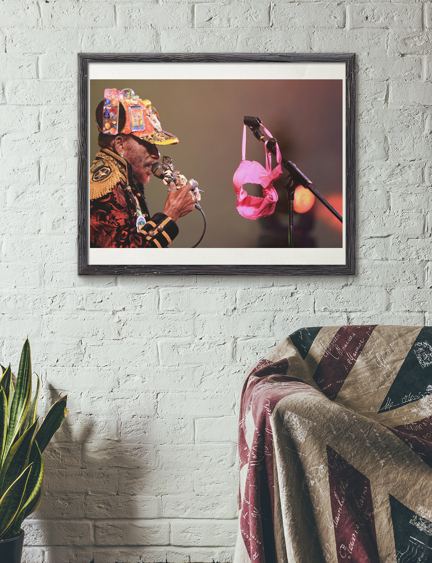 Lee Scratch Perry Live at Beat Herder 2012 (crowd throw their under wear at Lee Scratch Perry) by Michelle Heighway - photo paper poster